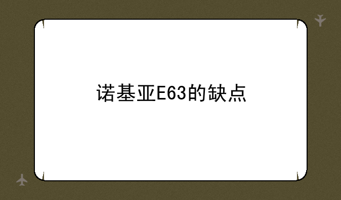 诺基亚E63的缺点