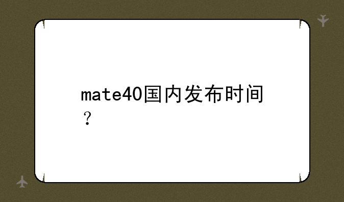 mate40国内发布时间？