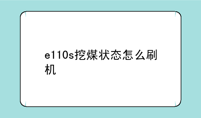 e110s挖煤状态怎么刷机