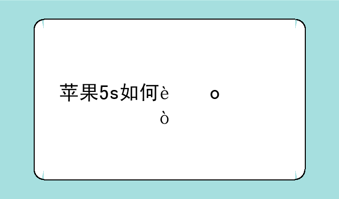 苹果5s如何进入dfu模式