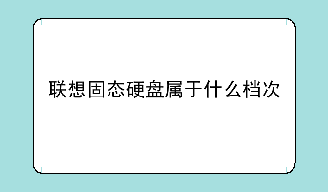 联想固态硬盘属于什么档次