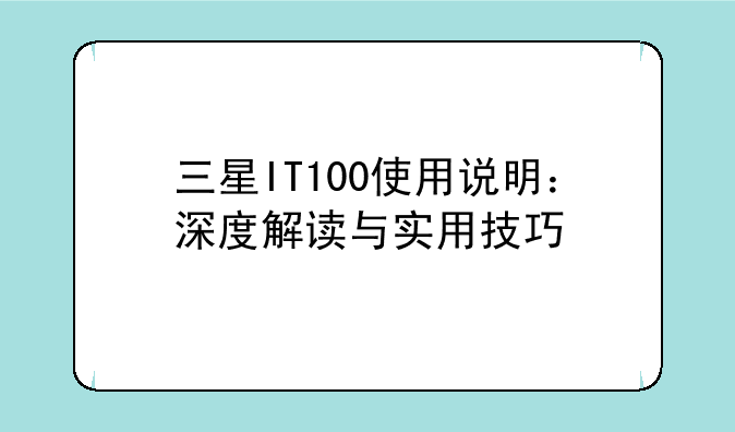 三星IT100使用说明：深度解读与实用技巧