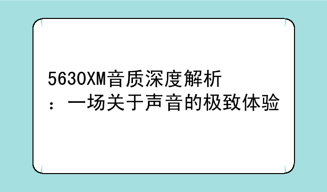 5630XM音质深度解析：一场关于声音的极致体验