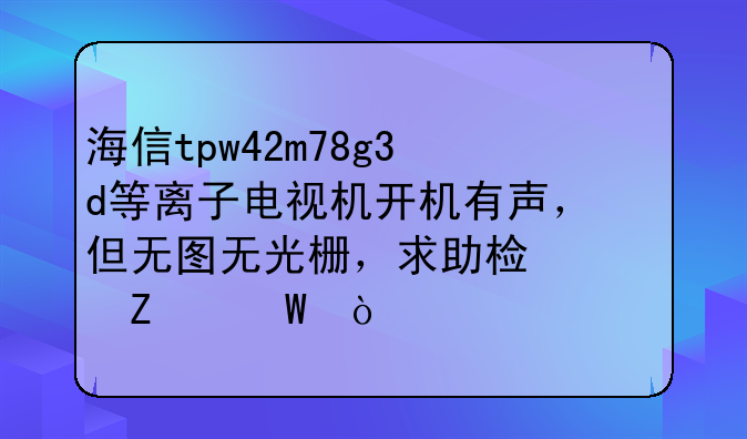 海信tpw42m78g3d等离子电视机开机有声，但无图无光栅，求助检修方法？