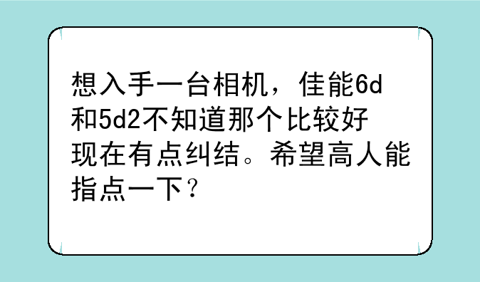 想入手一台相机，佳能6d和5d2不知道那个比较好现在有点纠结。希望高人能指点一下？