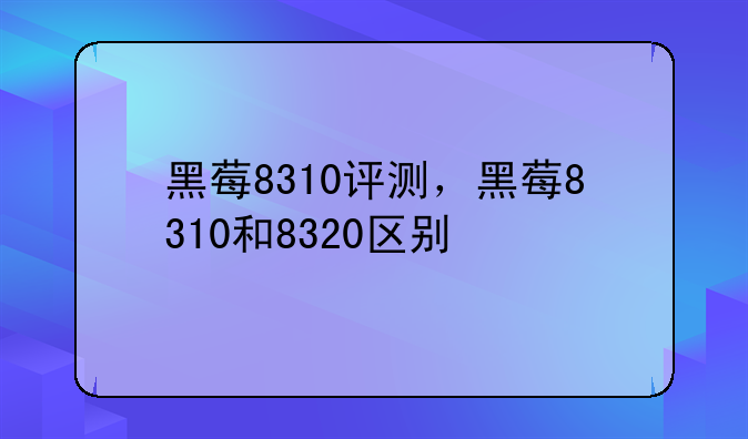 黑莓8310评测，黑莓8310和8320区别