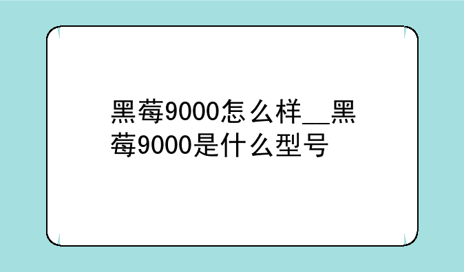 黑莓9000怎么样__黑莓9000是什么型号