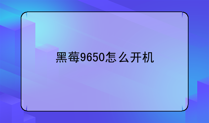 黑莓9650怎么开机