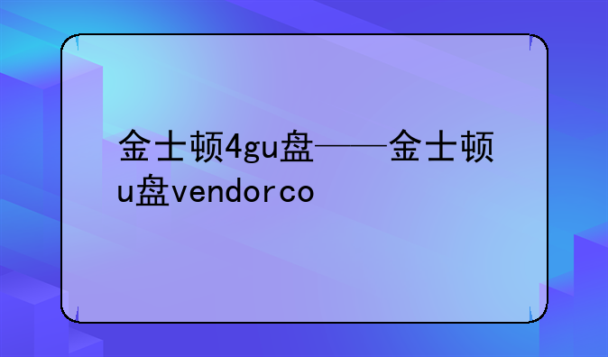 金士顿4gu盘——金士顿u盘vendorco